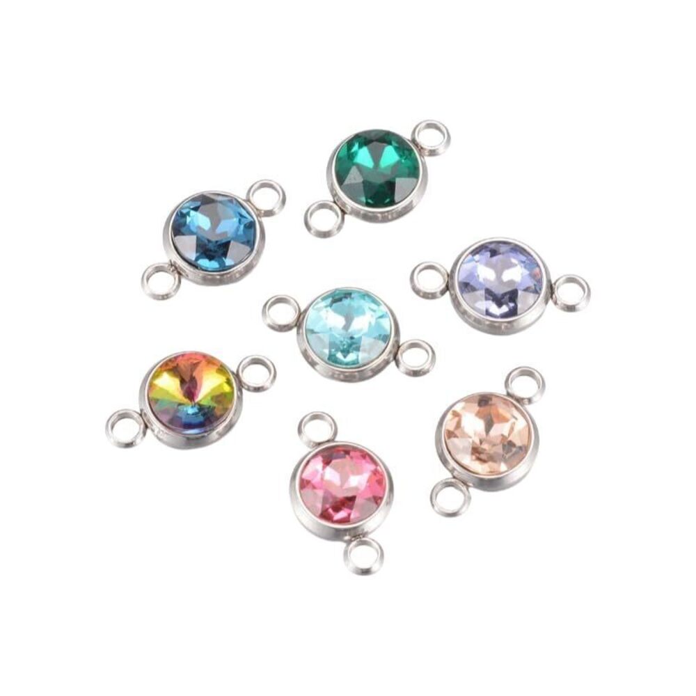 5214 20Pcs 10x17.5mm Colorful Faceted Glass Pendants Crystal Flat Round
